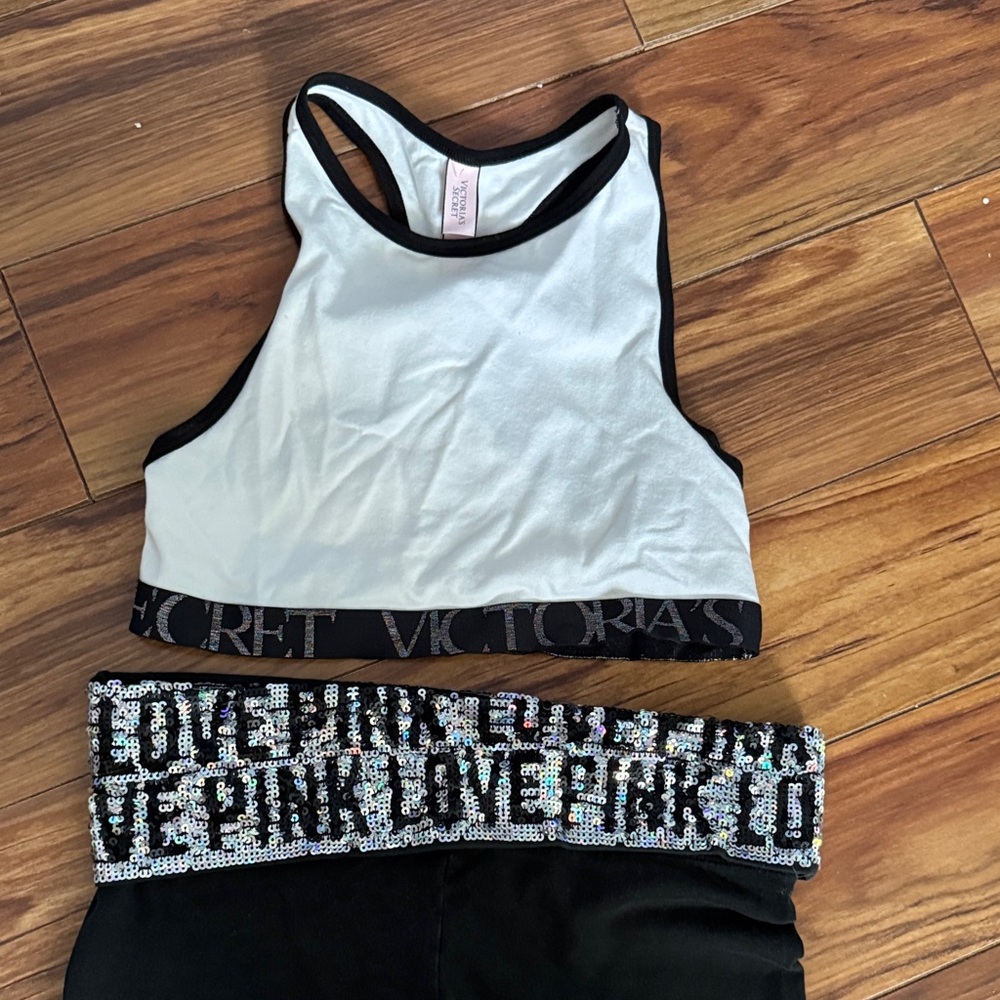 Victoria's Secret Black and White Sequin Sports Set